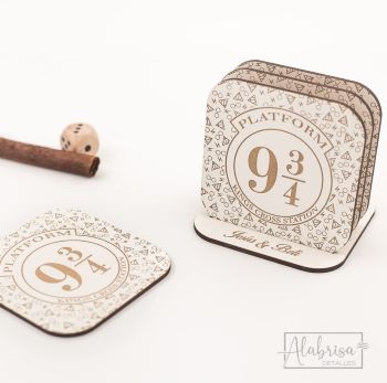Posavasos con diseño de andén 9 3/4